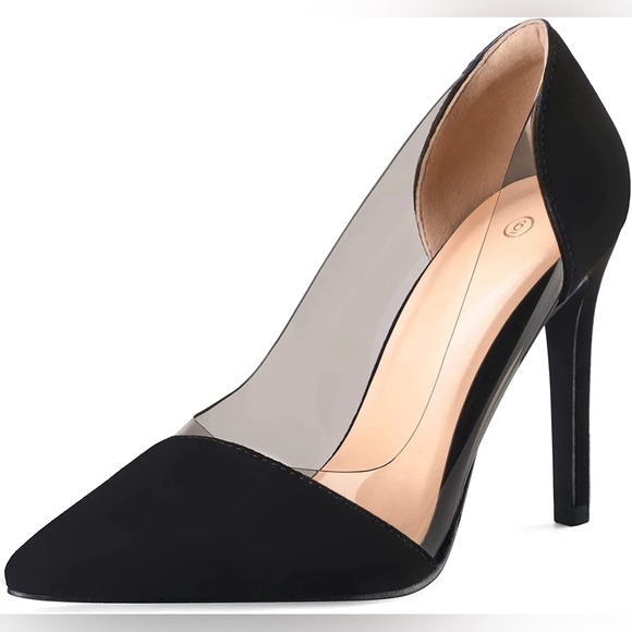 Mysoft Shoes - Mysoft Womens High Heel Clear Pumps Pointed Toe Slip On Suede Size 7